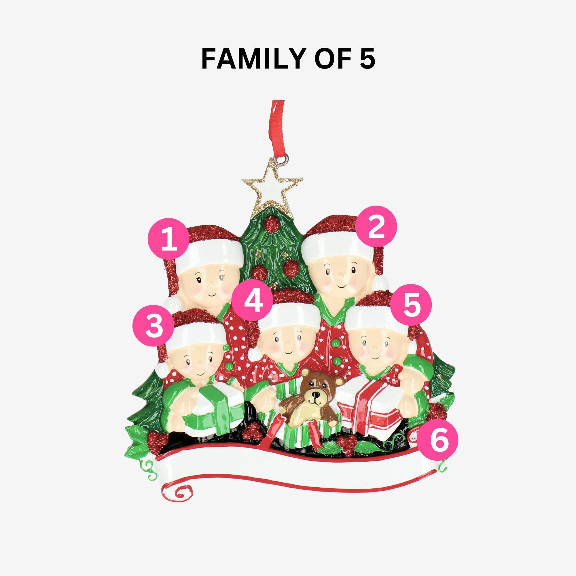 Christmas Presents Bauble - Personalised with 5 Names | Opening Presents Design | Christmas Decor