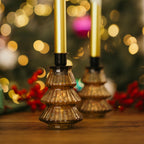 Handmade Christmas Candleholder - Glass Candlestick | Table Decor | Home Decor Ideas | Set of 2