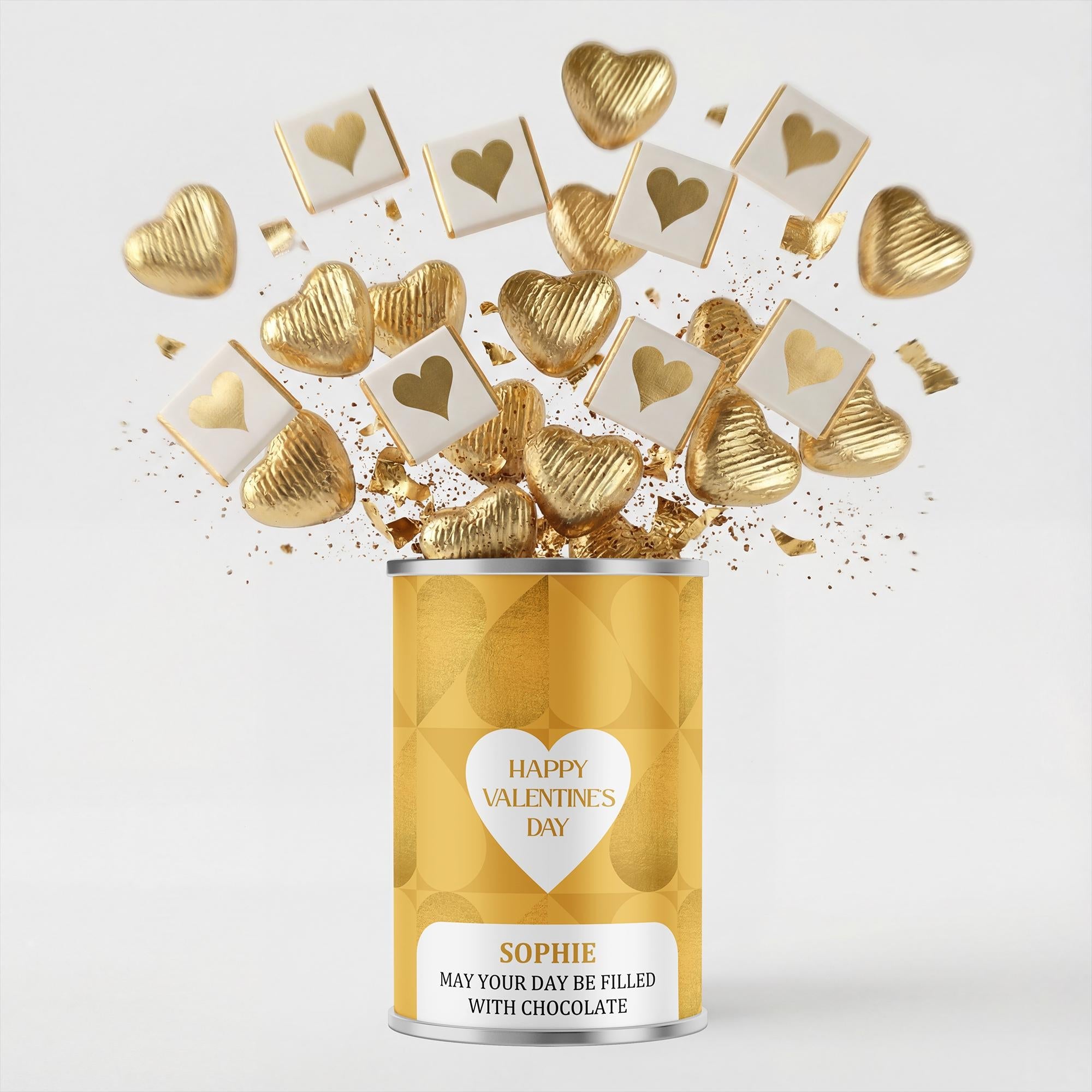 Personalised Chocolate Hearts in a Tin - Gold or Pink Main image