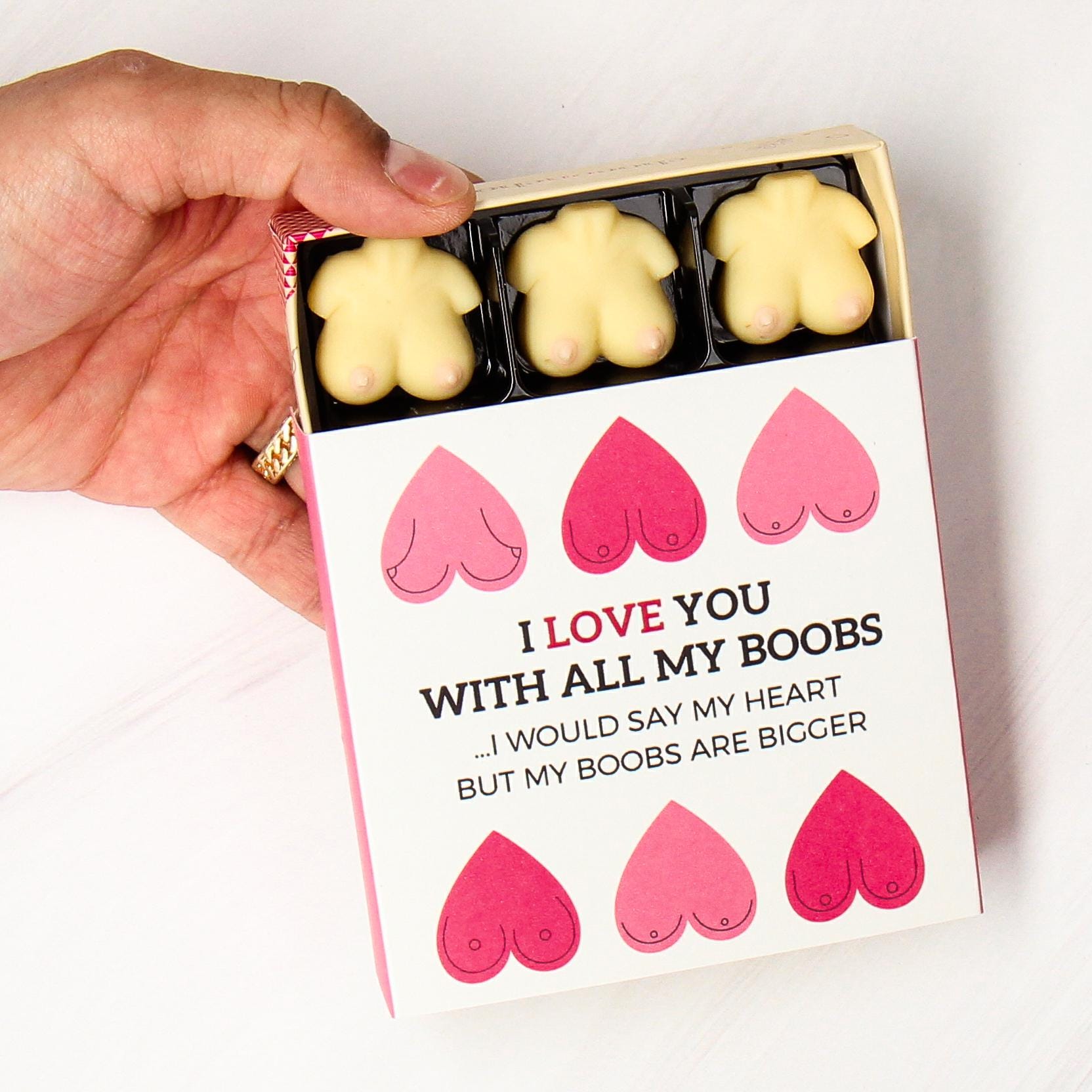Personalised Box of Chocolate Boobs - 9 Rude Chocolates Main image
