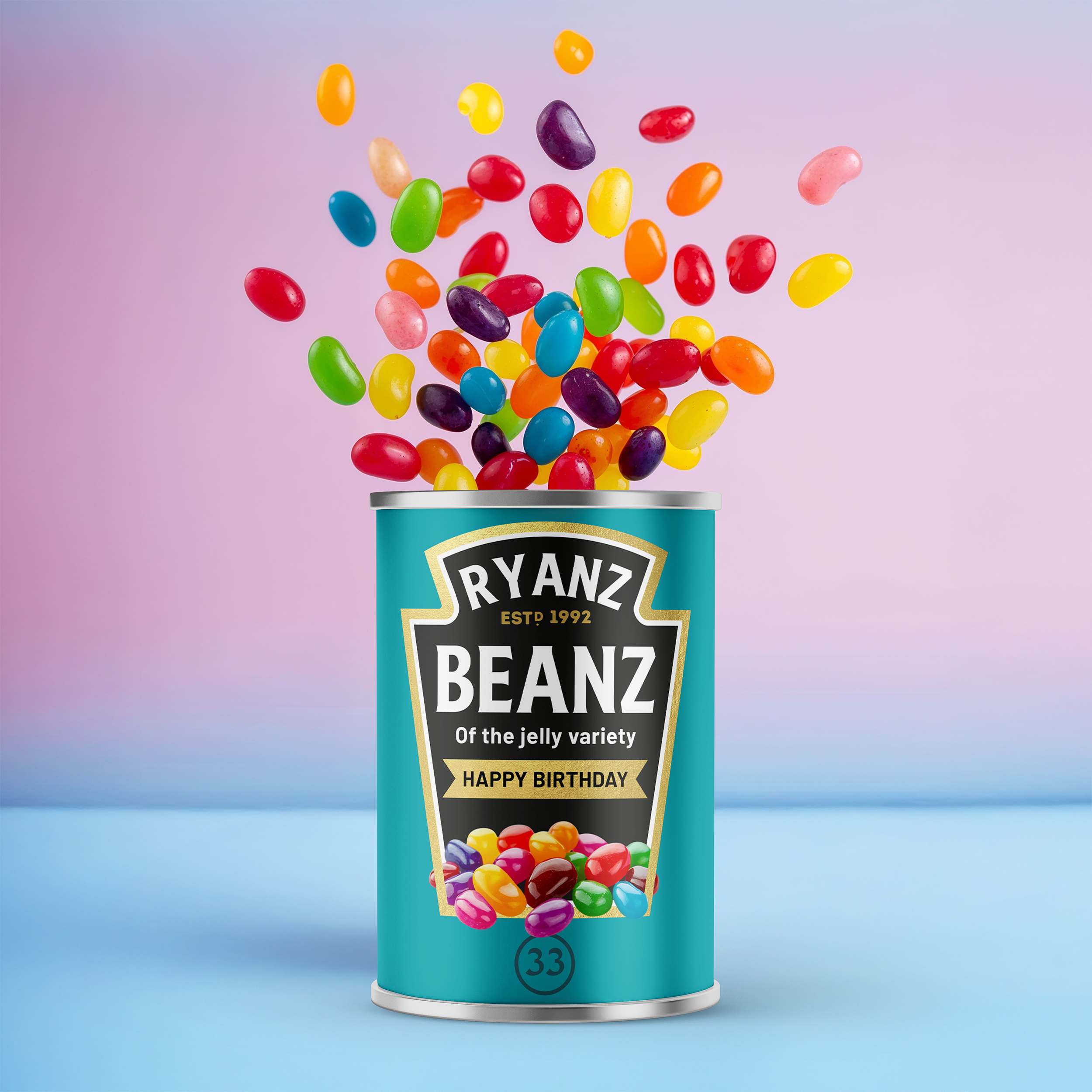 Personalised Beans - Jelly Bean Tin Birthday Gift Main image