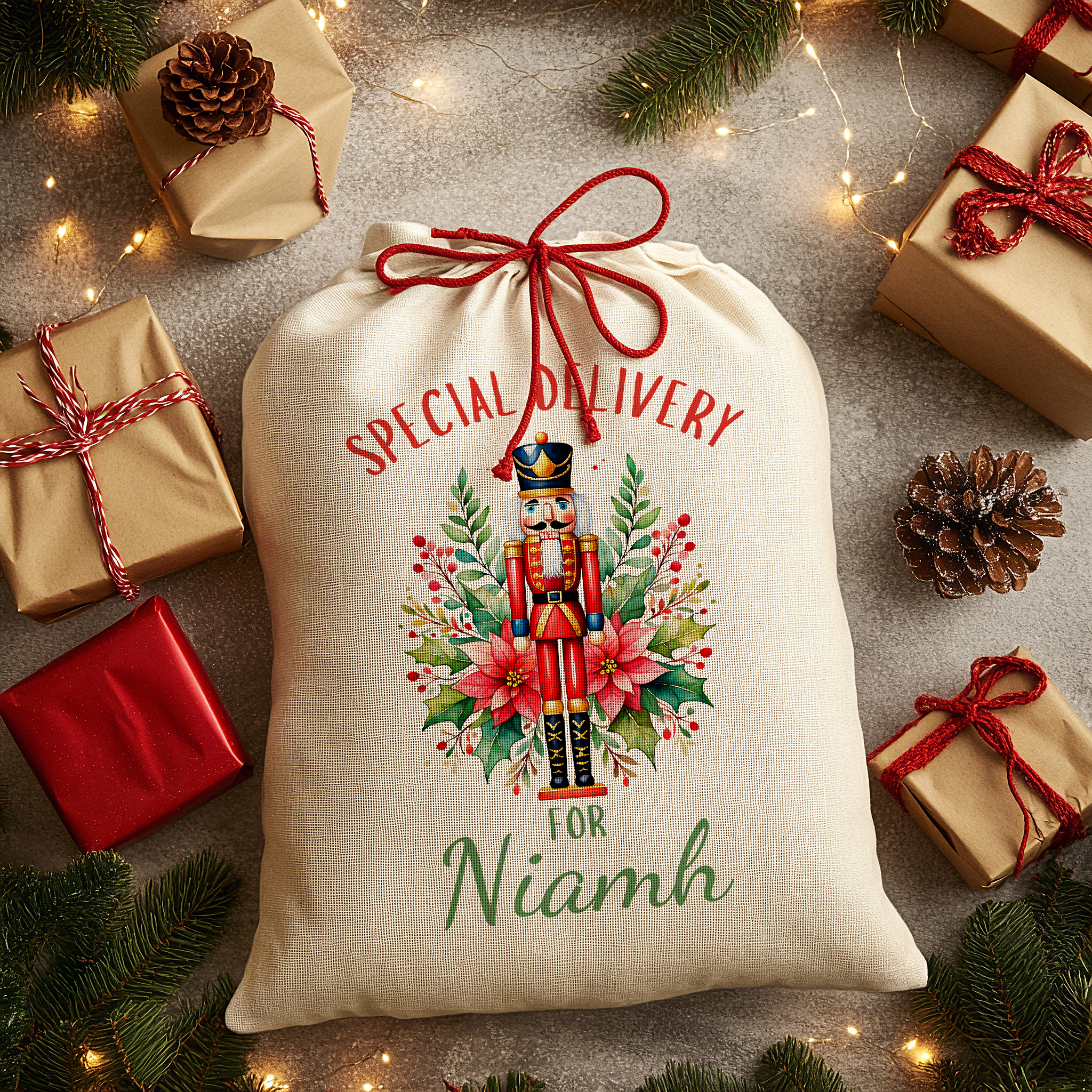 Personalised Christmas Sack - Nutcracker | Christmas Toy Sack | Christmas Stocking |  Small/Large Main image