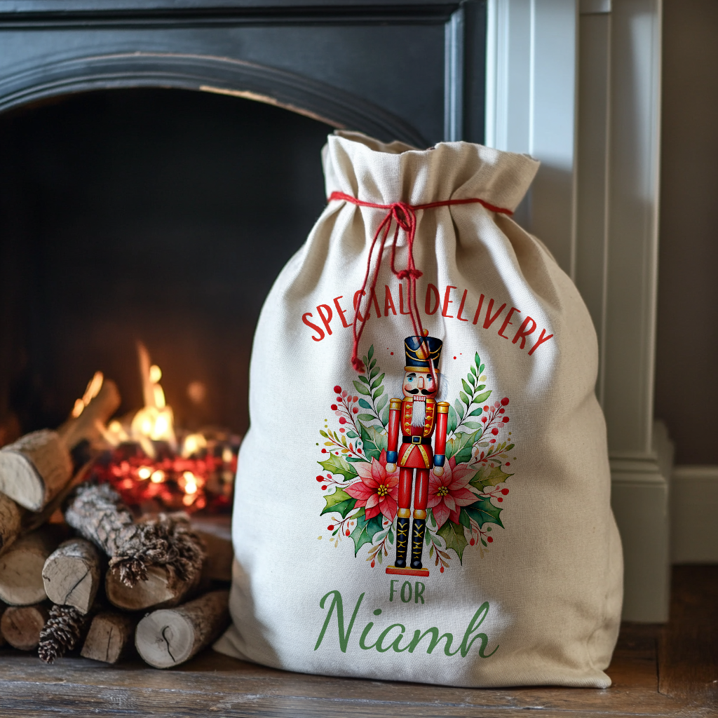 Personalised Christmas Sack - Nutcracker | Christmas Toy Sack | Christmas Stocking |  Small/Large