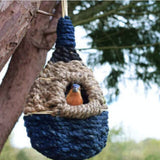 Handmade Bird House Made From Woven Cane And Rope