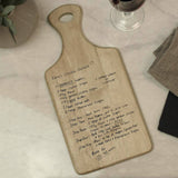 Personalised Hand Written Recipe Paddle Board