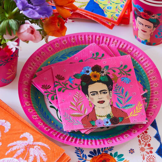 Twenty Pink Frida Kahlo Paper Napkins