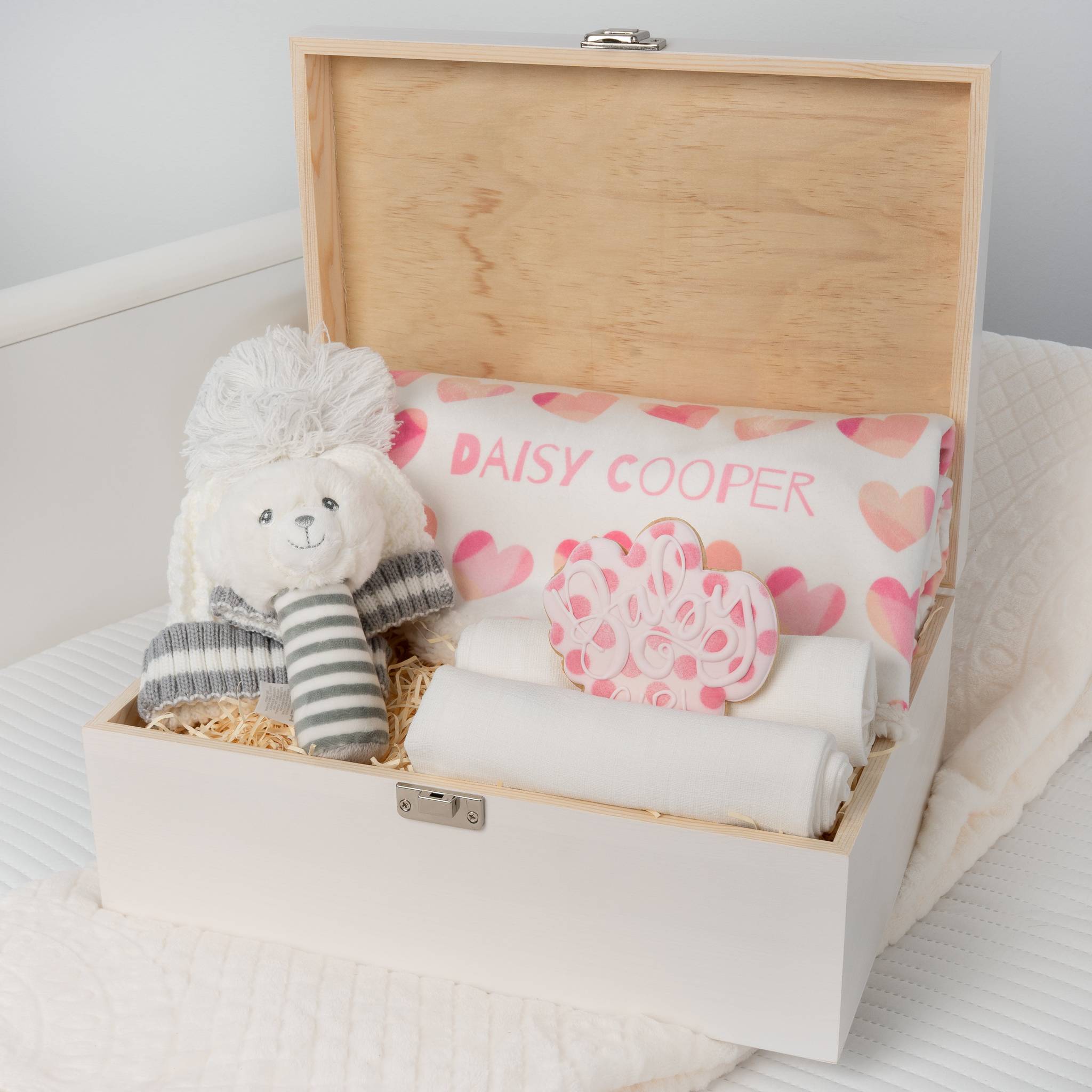 Personalised Baby Comfort Hamper with Custom Printed Blanket with Blanket - Pink - Baby Hamper