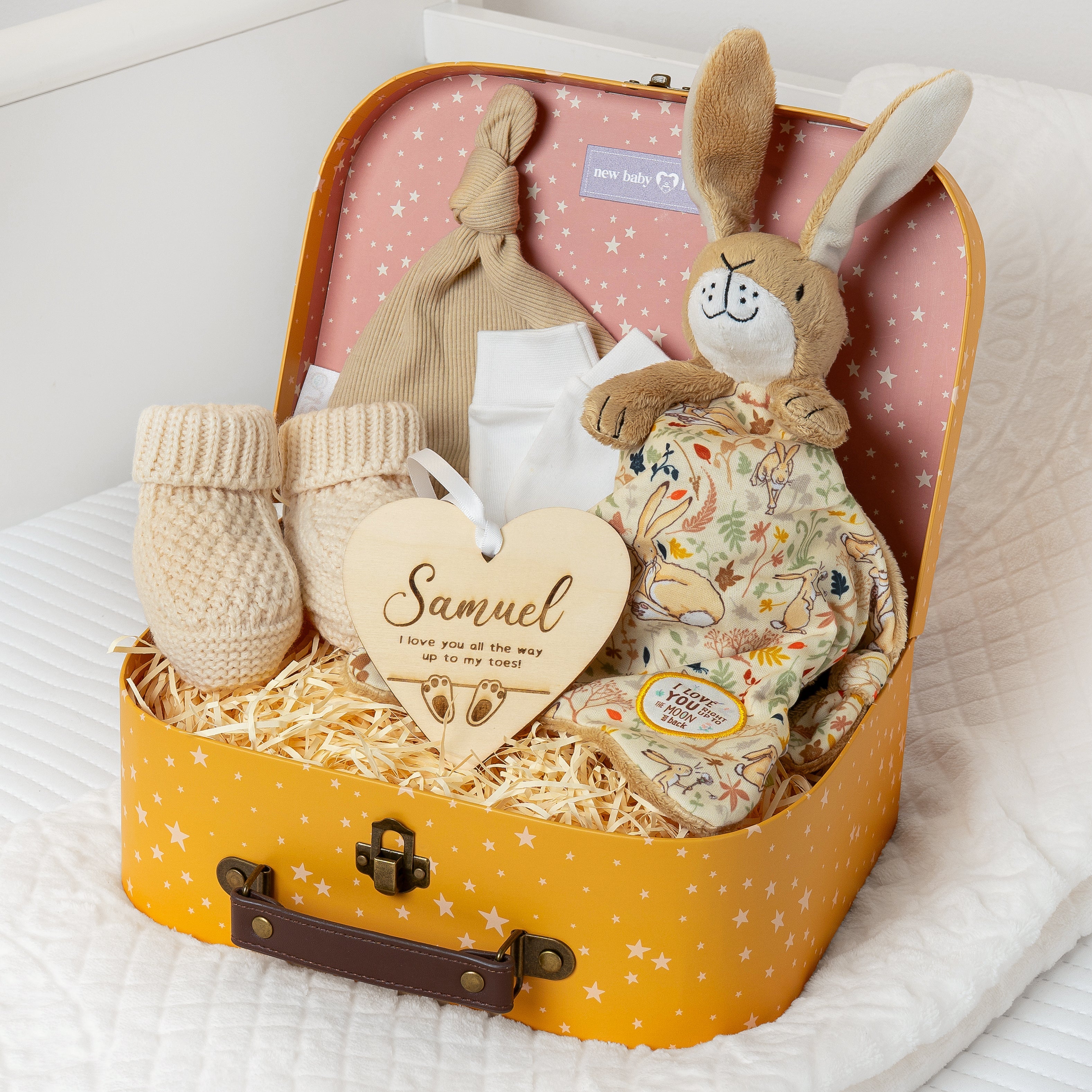 Personalised Guess How Much I Love You Small Newborn Hamper - Yellow - Baby Hamper Main image