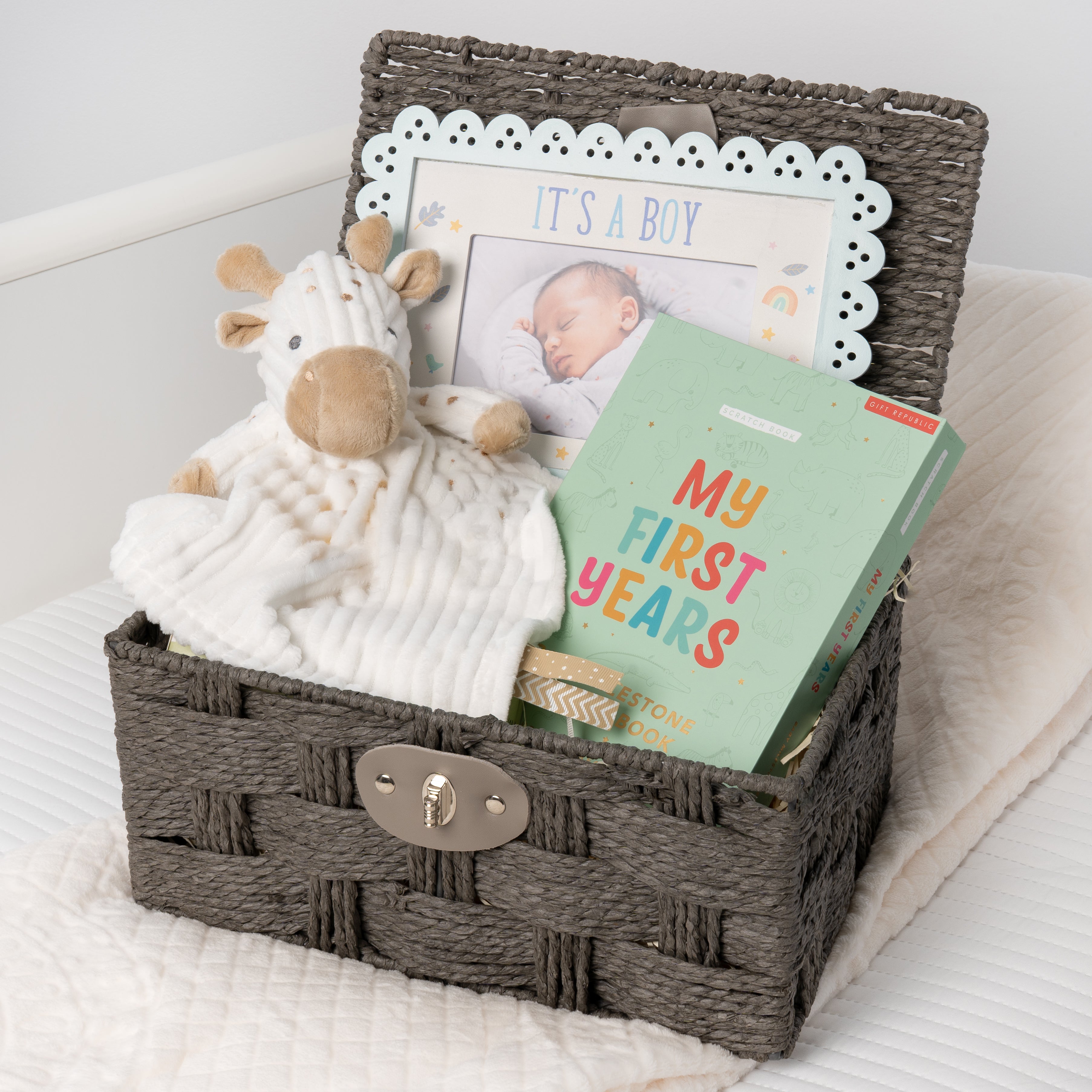 Personalised It’s a Boy! Gender Reveal Baby Hamper with Photo Upload - Blue - Baby Hamper