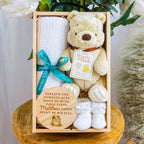Personalised Mini Baby Hamper Winnie-the-Pooh Pooh Theme with Blanket & Keeps... - Cream - Baby Hamper