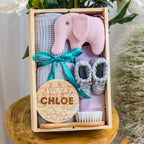 Personalised Newborn Welcome Hamper - Pink Elephant Theme with Blanket & Keep... - Pink - Baby Hamper