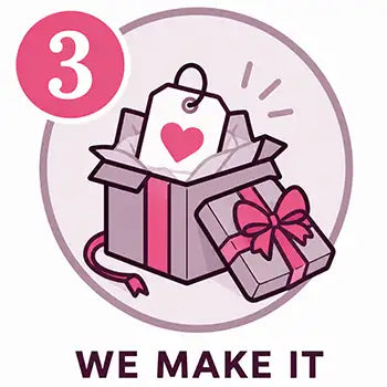 Pink gift box with a ribbon and bow, open to reveal a tag featuring a heart.