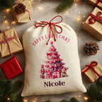 Personalised Christmas Sack - Pink Tree | Christmas Toy Sack | Christmas Stocking |  Small/Large
