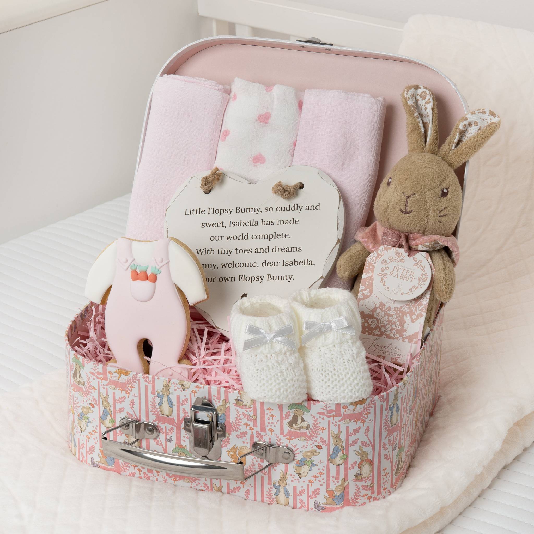 Rabbit Flopsy Bunny Compact Baby Gift Set with Pink Case - Pink - Baby Hamper