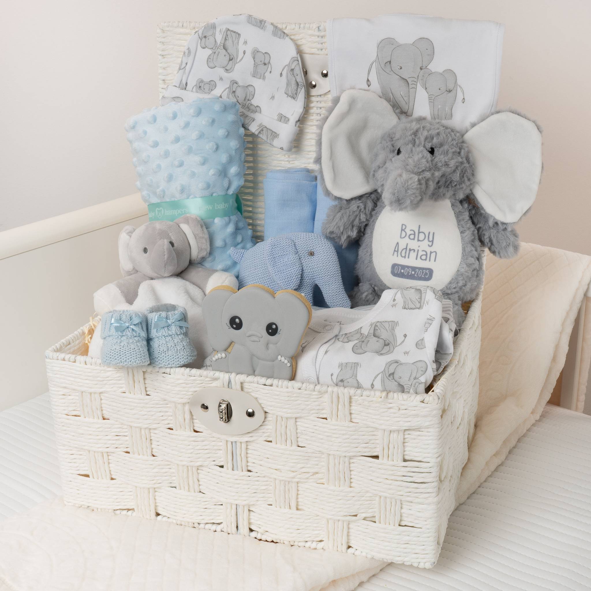 Rabbit Luxury Blue Elephant Themed Baby Hamper with Blanket - Blue - Baby Hamper Main image