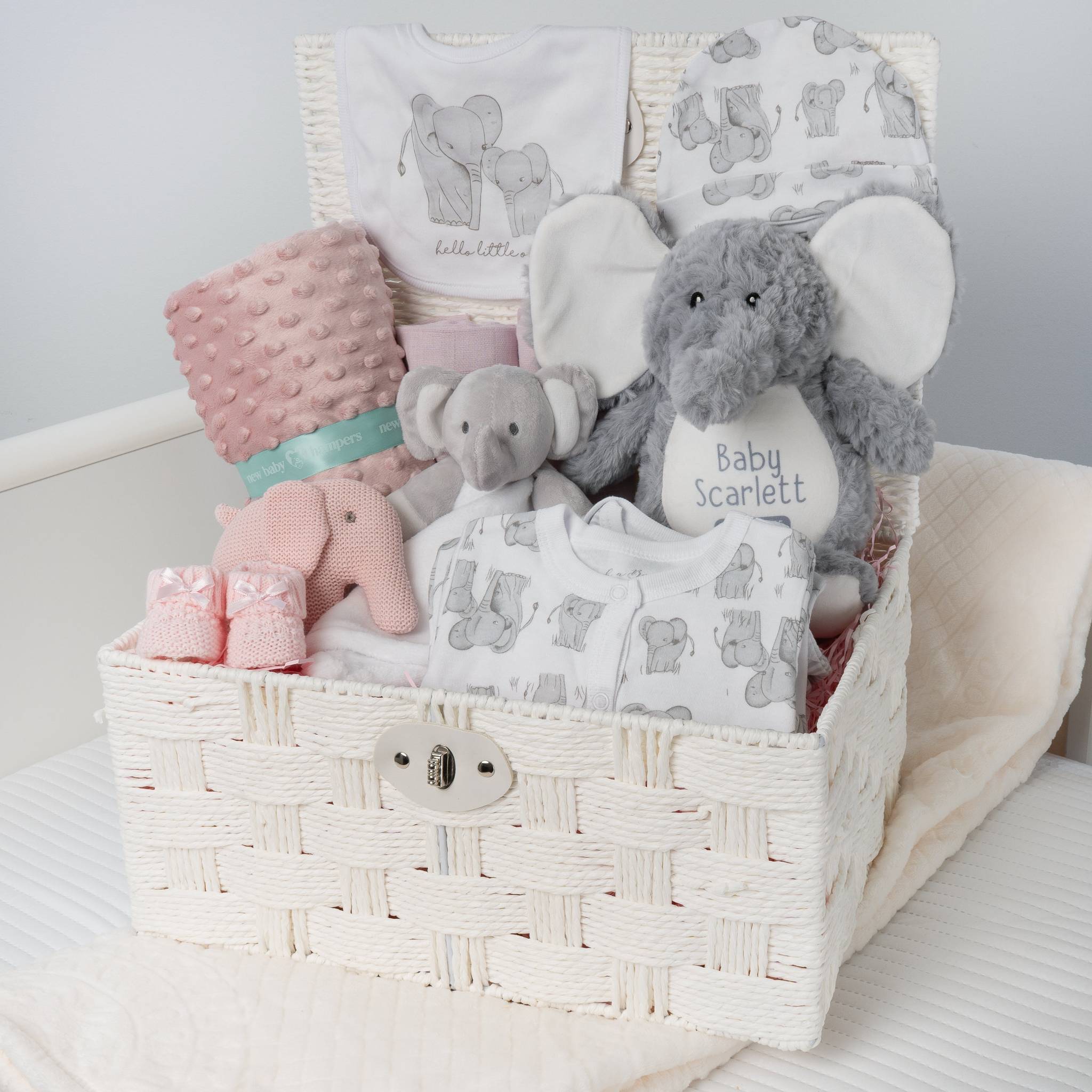Rabbit Luxury Pink Elephant Themed Baby Hamper with Blanket - Pink - Baby Hamper Main image