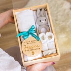 White Rabbit Personalised Newborn Welcome Hamper with Blanket & Keepsake Disc... – White
