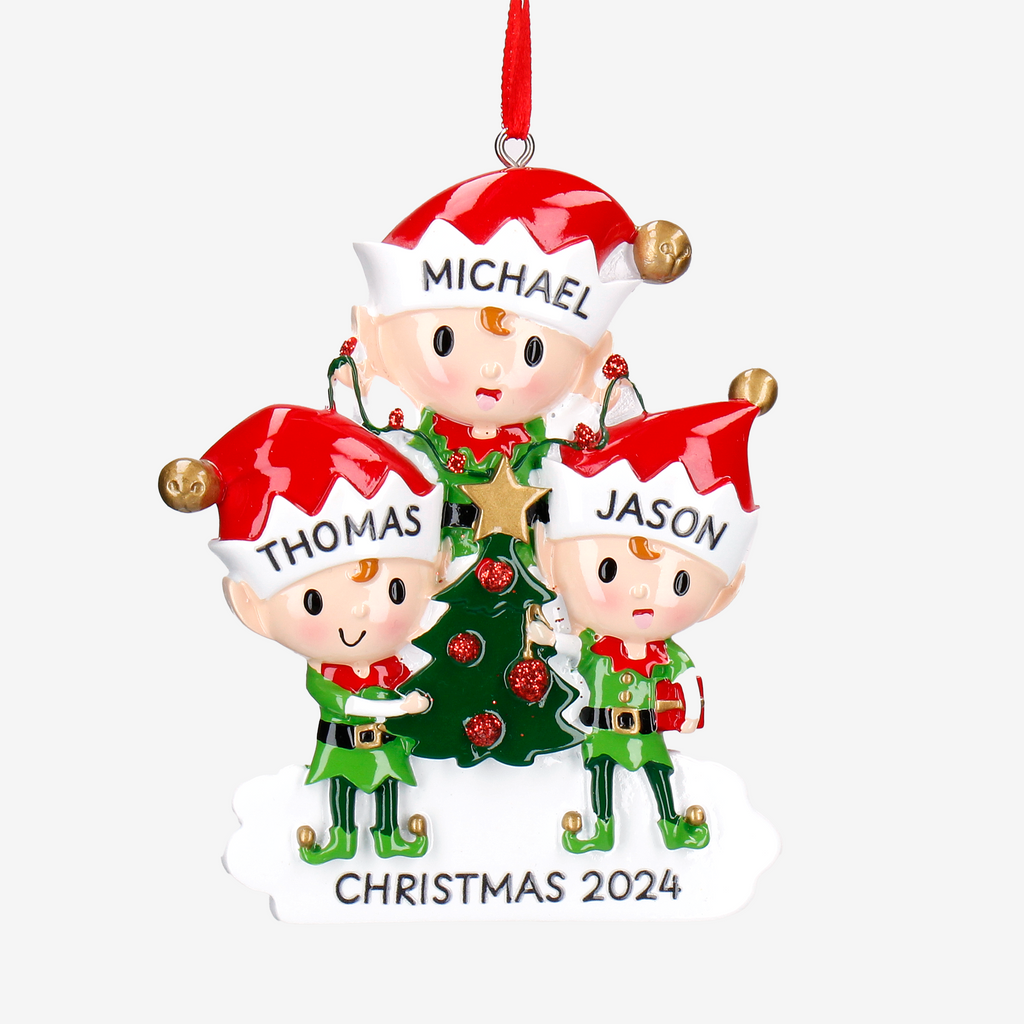 Elf Christmas Tree Decoration - Five Designs | Personalise with Names | Christmas Decor