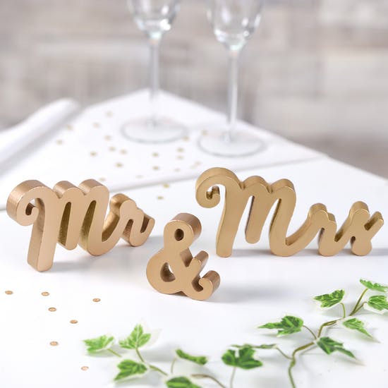 Mr & Mrs Gold Typographic Words