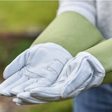 Personalised Unisex White Leather Garden Gloves
