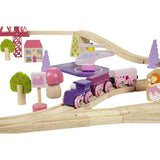 Wooden Train - Giant Fairy Town Train Set in Pink Fairy Theme -75 pieces