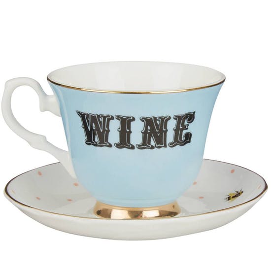 Wine Tea Cup and Saucer