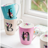 Floral Letter Ceramic Mug