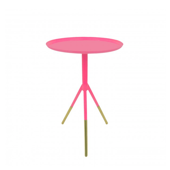 Metal Painted Tripod Tables With Brass Feet