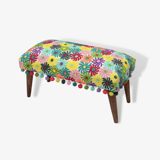 Multicoloured Hand Embroidered Bench