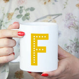 Personalised Colour Letter Ceramic Mug with Message (A-Z)