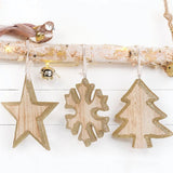 Wooden Glitter Christmas Hanging Decoration