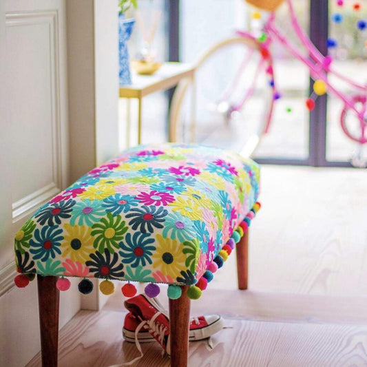 Multicoloured Hand Embroidered Bench