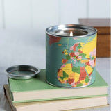 Map Design Scented Candle Tin