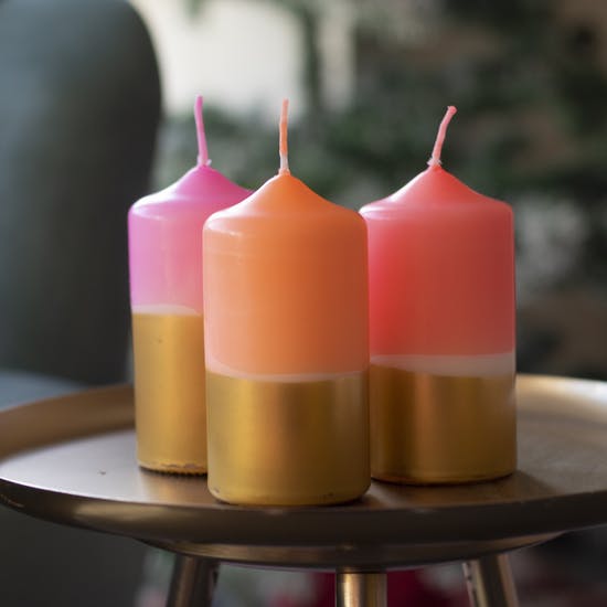Pink And Gold Pillar Candle