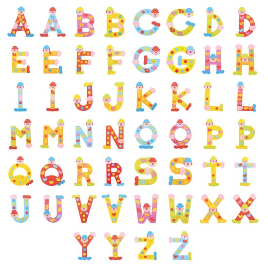 Wooden Alphabet Clown Letters