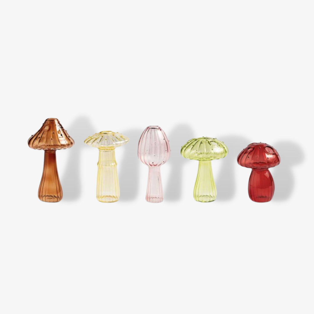 Delicate Mushroom Glass Bud Vases