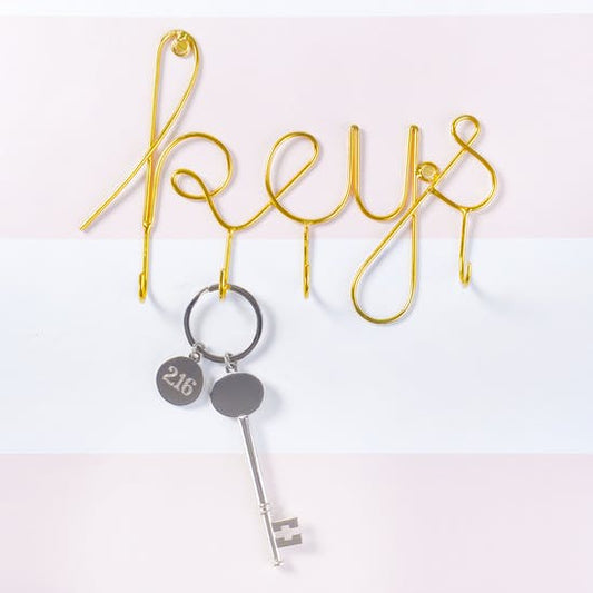 Gold Key Hooks In A Script Font