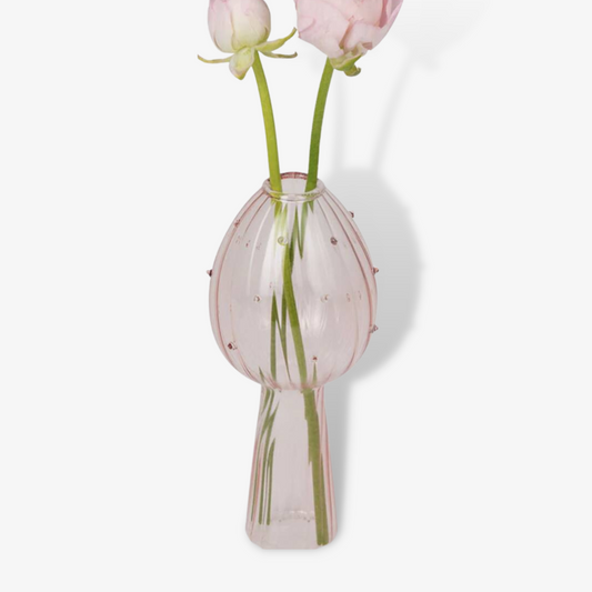 Pink  Delicate Mushroom Glass Bud Vases