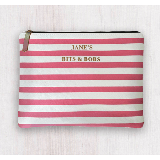 Personalised Striped Accessories Bag