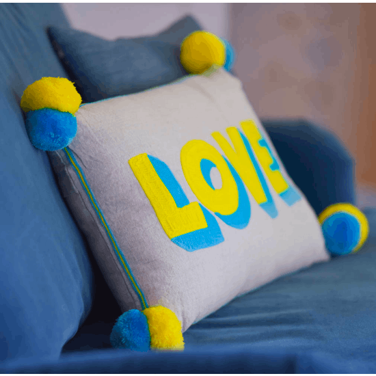 Love Pom Pom Cushion