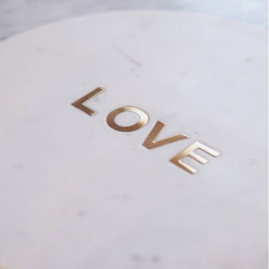 Marble Serving Board With Gold Word Inlay