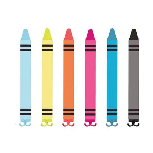Six Crayon Shape Wall Stickers With Coat Hooks