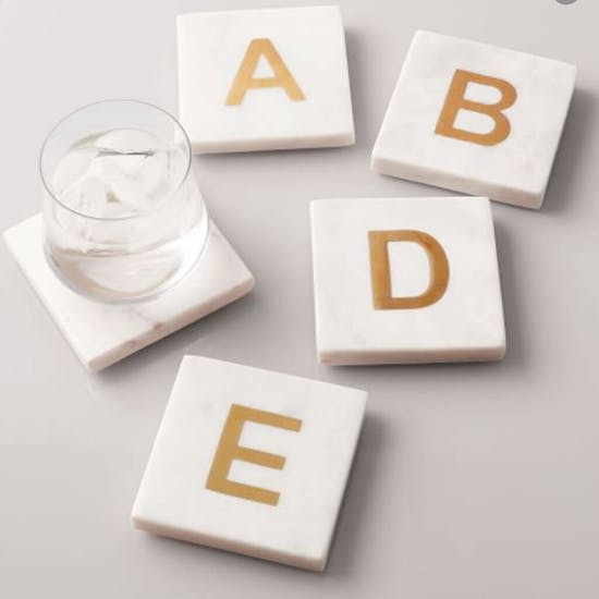 Alphabet Gold Initial Marble Coaster