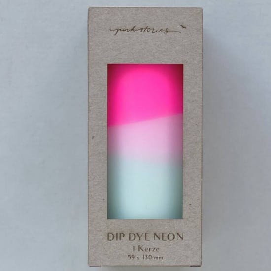 Dip Dye Neon Pillar Candle