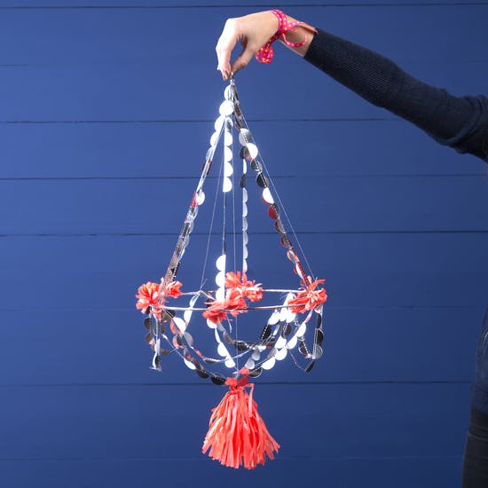 Paper And Tassle Pajaki Christmas Chandelier