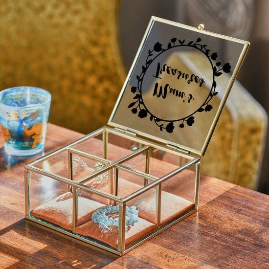 Personalised Velvet And Glass Jewellery Box