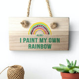 Personalised Rainbow Wooden Hanging Sign