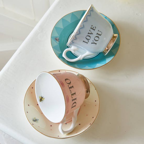 Love You And Ditto Tea Cup And Saucer Set