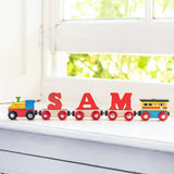 Personalised Wooden Name Train in Red