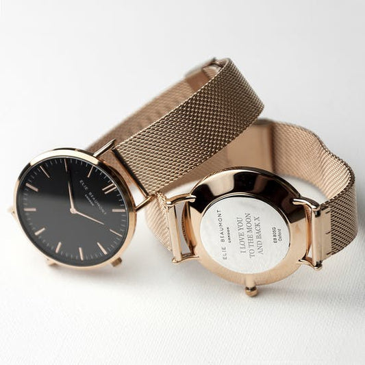 Personalised Rose Gold Mesh Watch